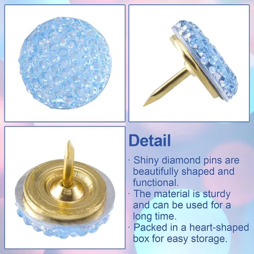 Miniatura 4 de PAGOW 20 tachuelas para pulgares decorativos con diamantes de imitación de cabeza redonda jumbo, brillantes de cristal, brillantes, brillantes