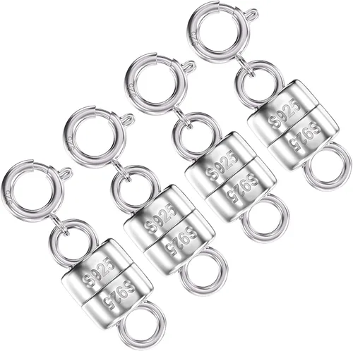 Miniatura 7 de OHINGLT cierres y broches magnéticos para collares de plata de ley 925, convertidor de cierre magnético de oro y plata para suministros de 4 piezas