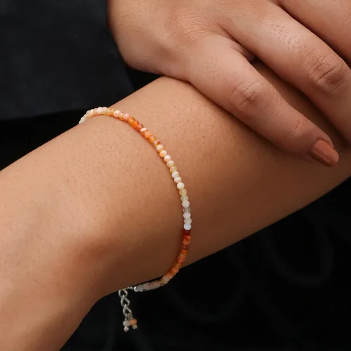 Miniatura 4 de Gempires - Pulseras de cuentas de piedras preciosas hechas a mano, ligeras, de cristal, para uso diario, hipoalergénicas, de 8 pulgadas, chapadas