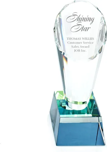 Baudville Engraved Crystal Spotlight Trophy - Clear Award - Comes Gift Boxed