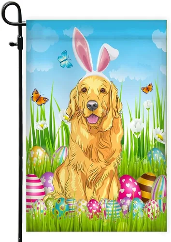 Miniatura 36 de Beagle Happy Easter Day Holiday Flag Funny Dog Wear Bunny Ears Headband Cute for Home Decor (12" x 18") USA Garden Flag Premium Decorative Yard