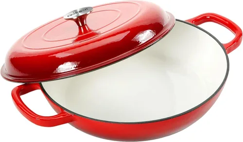 Miniatura 21 de COOKWIN Olla de hierro fundido esmaltada con tapa antiadherente, olla recubierta de esmalte antiadherente, azul, 3 QT