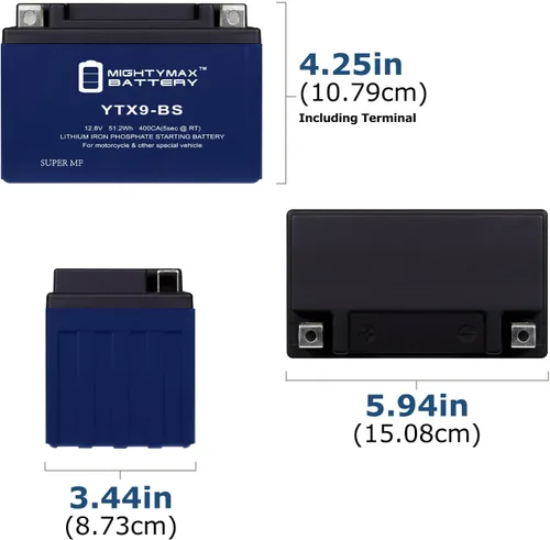 Miniatura 2 de Mighty Max Battery Batería de litio YTX9-BS sustituye a Kawasaki Z900 Z900RS ABS Cafe 17-19