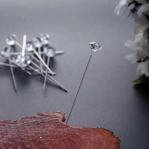 Miniatura 3 de 300 alfileres de diamantes de flores de 2 pulgadas, broches de ramillete de cristal, broche de boda, alfileres de cabeza de ramillete transparentes