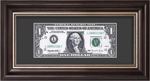 Miniatura 11 de Marco de billetes de dólar de 4 x 9 con paspartú, soporte de caballete para colgar de mesa o anillo en D, montaje en pared (negro/plateado, 1 unidad)