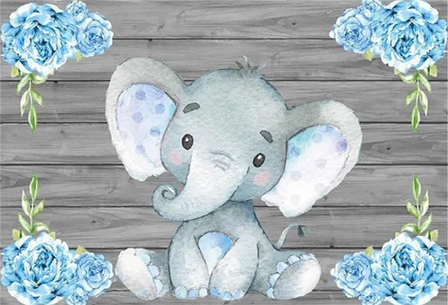 AOFOTO - Fondo decorativo para baby shower, de vinilo, elefante azul