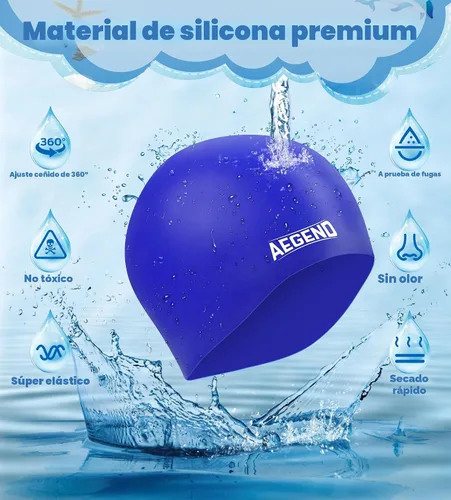 Miniatura 2 de Aegend Paquete de 2 gorros de natación para niñas y niños de 3 a 15 años, gorro de natación de silicona resistente al agua para cabello largo