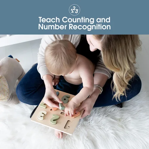 Miniatura 5 de Pearhead Rompecabezas de números de madera, juguete de aprendizaje de 1 a 10 para niños pequeños, rompecabezas educativo Montessori