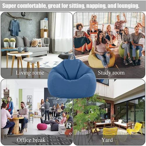 Miniatura 6 de Morbuy Puf para niños y adultos (sin relleno), funda suave y perezosa para sofá cama, lavable, almacenamiento de gran tamaño para interiores y Marrón