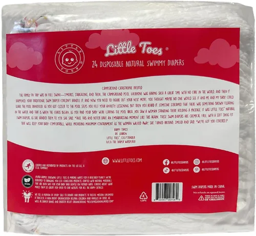 Miniatura 3 de Little Toes - Pañales de natación desechables naturales de alta calidad, talla 5 grande (26+ libras) (24 unidades) Pañales de natación desechables