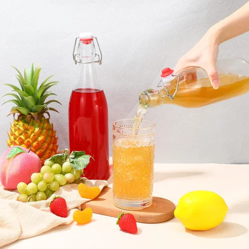 Miniatura 5 de Aoriher Paquete de 12 botellas de vidrio de 32 onzas con tapa abatible de 1 litro, botellas de cerveza para el hogar, botellas de cerveza con cierre