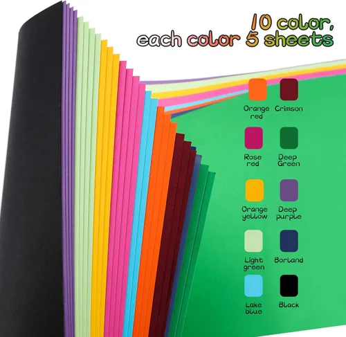 Miniatura 4 de Tablero de póster, 50 hojas IMAGE 10 colores surtidos tamaño A3, tablero de ferrocarril, 11.7 16.5 pulgadas, tablero gráfico en blanco para arte