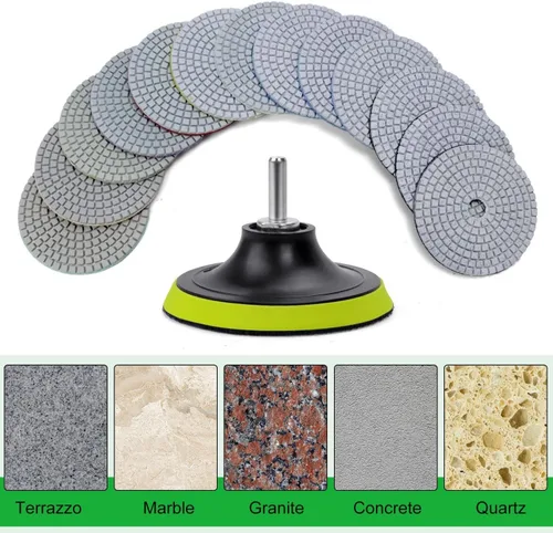 Miniatura 7 de Kit de 16 almohadillas de pulido de diamante húmedo y seco, almohadilla de lijado de diamante de 4 pulgadas, grano 30-6000 con placa de respaldo