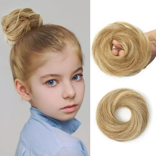 Miniatura 28 de Moño de Cabello Humano 100%, Moño Desordenado Pieza de Cabello Extensiones de Cabello Humano Real Moño de Cabello Rizado Natural Piezas de Cabello