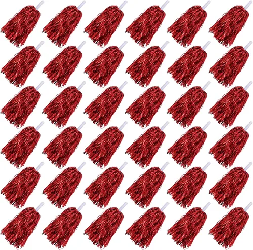 Miniatura 9 de HAVAGDTM 36PCS Cheerleading Pom Poms Metallic Foil Plastic Pom Poms with Baton Handle for Game Sports Squads Dancing Party Football Basketball Club