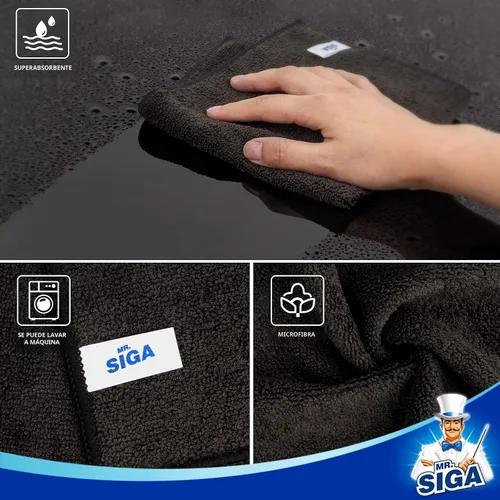Miniatura 6 de MR.SIGA Paño de limpieza de microfibra, toallas de microfibra multiusos, trapos de limpieza sin rayas, paquete de 12, negro, tamaño 12.6 x 12.6 in