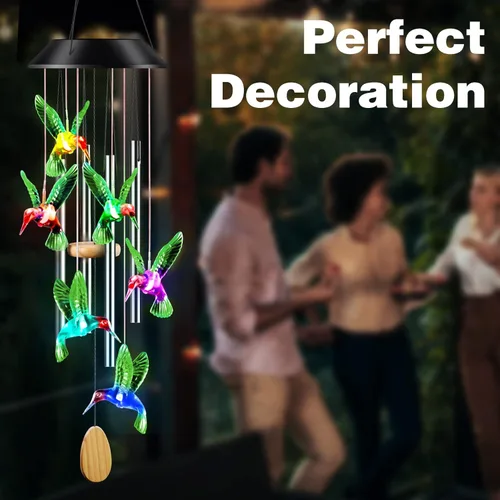 Miniatura 3 de DesGully - Campanillas de viento de colibrí, cambian para exteriores, 25 tubos de aluminio, para decoración de jardín, patio, monumento, regalos