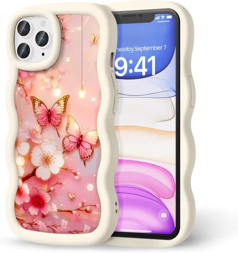 Miniatura 67 de Compatible con iPhone SE/8/7 Funda para Mujeres y Niñas, Marco Ondulado Rizado con Patrón Lindo, Estética Delgada Suave Silicona TPU Parachoques