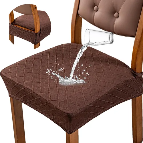 Miniatura 22 de Genina Fundas de asiento impermeables para sillas de comedor, fundas para sillas de comedor, fundas para sillas de cocina (caqui, 6 piezas)