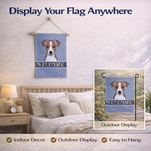 Miniatura 6 de Caroline's Treasures BB1446GF - Bandera de bienvenida para jardín de Jack Russell Terrier, bandera de buzón azul, bandera decorativa para patio