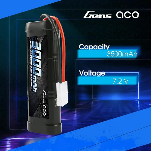 Miniatura 3 de Gens ace 7.2V 3000mAh NiMH Batería recargable de alta potencia baja autodescarga con Tamiya Plug para RC Cars Truggy Tank Electric RC Monster Truck