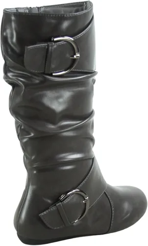 Miniatura 3 de Botas de mujer con hebilla lateral, cierre de cremallera, puntera redonda, planas, con tacón bajo, de media pantorrilla