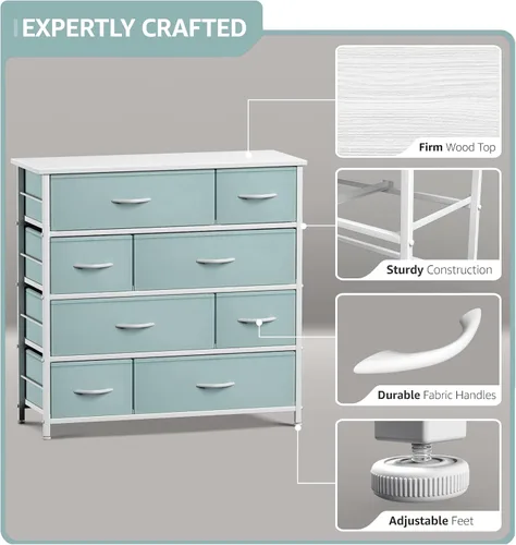 Miniatura 4 de Sorbus Cómoda con 8 cajones – Cómoda de almacenamiento de muebles para niños, adolescentes, dormitorio, guardería, sala de juegos, ropa, juguetes