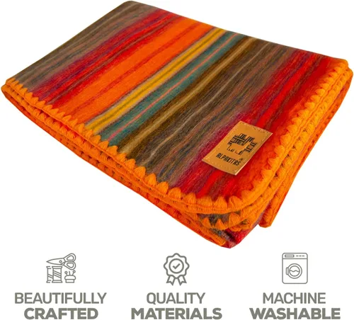 Miniatura 6 de ALPAKITAS Manta de lana de alpaca, tamaño manta, 64 x 45 pulgadas, cálida y ligera, para sofá, cama o manta para exteriores, color beige