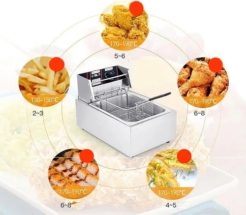 Miniatura 5 de Freidora eléctrica de encimera para comercial y hogar, freidora eléctrica con cesta y tapa para cocina y restaurante en el hogar, capacidad