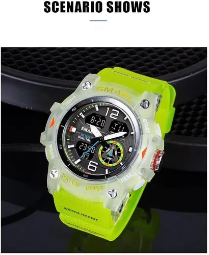 Miniatura 2 de SMAEL Reloj de pulsera militar para hombre, resistente al agua, para exteriores, deportivo, con fecha, multifunción, LED, con alarma y cronómetro