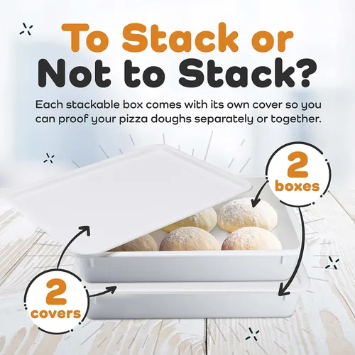 Miniatura 2 de GSM Brands Caja para probar masa de pizza - Bandejas apilables de calidad comercial con cubiertas (43,8 x 33 cm) - 2 bandejas y 2 cubiertas