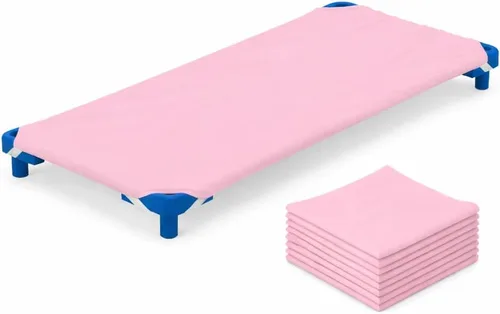 Miniatura 20 de Paquete de 6 sábanas para cuna preescolar para guardería, tela de mezcla de poliéster con esquinas elásticas para cunas que se adaptan a 22 x 40