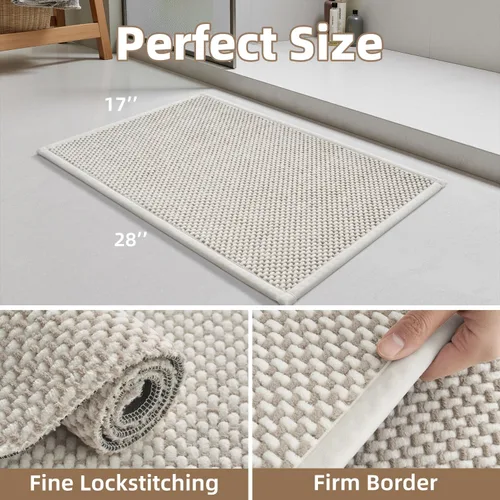 Miniatura 2 de PADOOR - Tapete de baño de felpilla súper absorbente, tapete de baño con parte trasera de goma antideslizante, fácil de limpiar, para frente