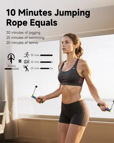 Miniatura 5 de KINTHEA 2 in 1 Smart Jump Rope with Counter and LED Display, Cordless Jumping Rope with Counter for Women, Men, All Age, Adjustable Skipping Rope