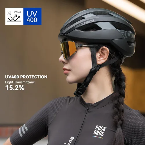 Miniatura 2 de ROCKBROS Gafas de sol deportivas polarizadas para hombres y mujeres, gafas de ciclismo con protección UV Gris brillante/polarizado negro y rojo