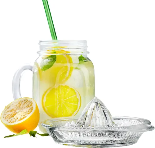Miniatura 6 de DESTALYA Exprimidor de limón Exprimidor de cítricos de mano Escariador de cristal, extractor manual con mango Boquilla para verter jugo