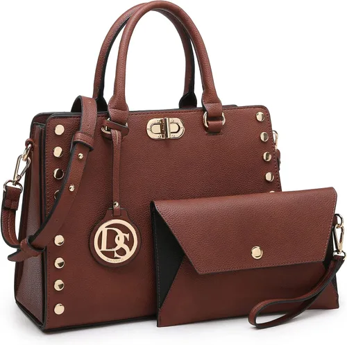 Miniatura 12 de Dasein - Bolso de hombro tipo satchel para mujer, tamaño mediano, con asa superior, bolso de trabajo, con cartera a juego, set de 2 piezas