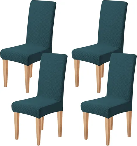 Miniatura 26 de Dioxide Fundas de Silla de Alto Estirar para Sillas de Comedor, Juego de Fundas de Silla de Comedor Lavables de 4, Fundas de Asiento de Silla