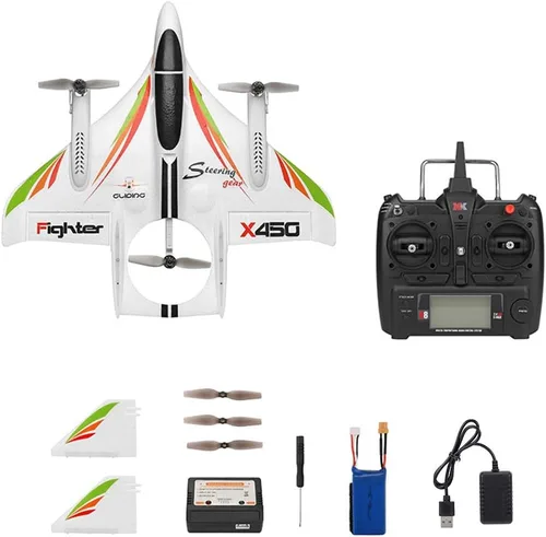Miniatura 9 de GoolRC WLtoys XK X450 - Avión a control remoto, 2.4G 6CH Glider avión de ala fija, 3 modelos de vuelo, helicóptero sin escobillas, aterrizaje