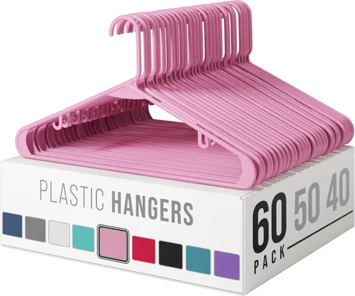 Miniatura 9 de Perchas de plástico para ropa, paquete de 20 unidades, ganchos de plástico color aguamarina, son perfectas para colgar abrigos y ahorrar espacio