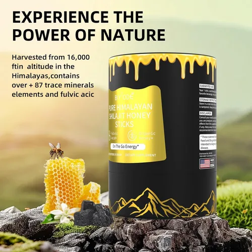 Miniatura 4 de Palitos de shilajit puros del Himalaya con miel orgánica, azafrán fáciles de consumir, 30 barras para aumentar la energía, inmune, 85+