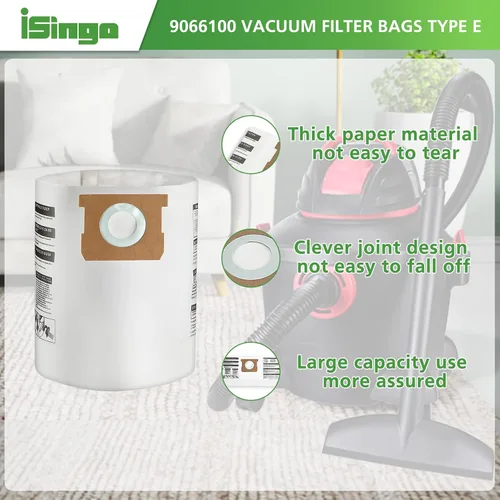 Miniatura 3 de Paquete de 15 bolsas de filtro de repuesto de 5 a 8 galones para aspiradora tipo E-9066100, 90661, 9066133, tipo H para S90671 9067100 9067133