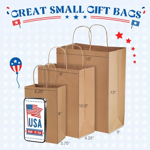 Miniatura 2 de MESHA Bolsas de papel grandes de 10 x 5 x 13 pulgadas, bolsas de papel kraft para compras con asas a granel, paquete de 50 bolsas de regalo grandes