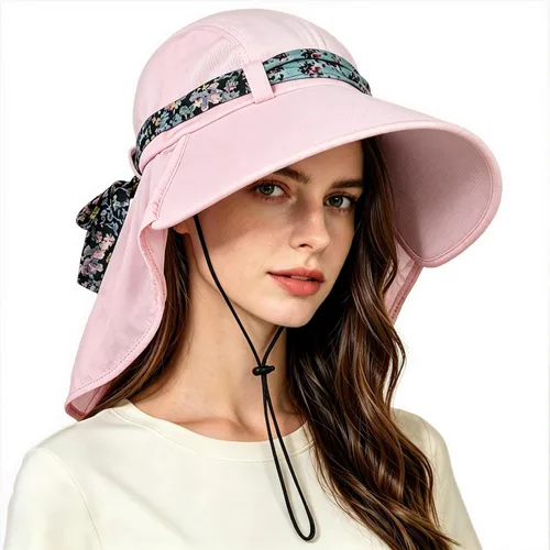 Miniatura 14 de Solaris UPF 50+ Gorro de ala ancha para mujer - Tamaño pequeño, ligero y plegable, gorro floral refrescante con solapa para el cuello
