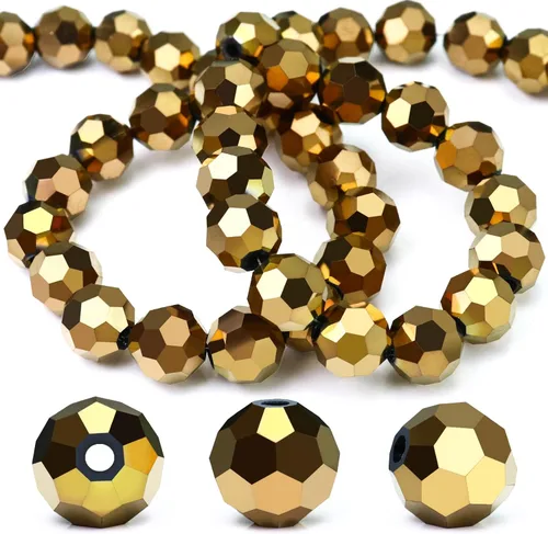 Miniatura 12 de Dowarm 100 cuentas redondas de cristal de 0.315 pulgadas para la fabricación de joyas, cuentas de cristal Rondelle facetadas para manualidades
