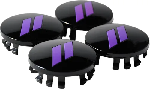 Juego de 4 unidades, color morado, 2.5 pulgadas, tapa central de rueda inclinada, emblema para Dodge Charger Challenger, Durango, Hornet, Dart R/T