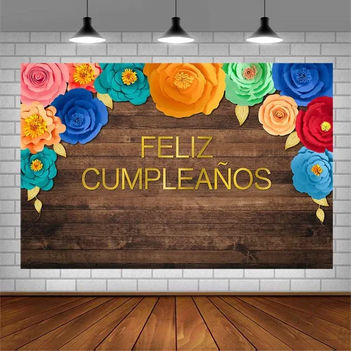 Miniatura 3 de AIBIIN Telón de fondo de Feliz Cumpleaños de 7 x 5 pies, temática de fiesta mexicana, fiesta de cumpleaños, fondo de fotografía de madera rústica