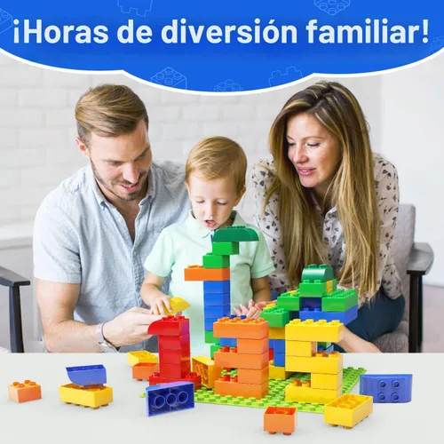 Miniatura 6 de Bloques de construcción para niños pequeños de 2 a 5 años, incluye una placa base, 150 bloques de construcción grandes para niños, juego de bloques