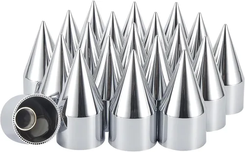 33mm x 4 1/4" Cubiertas de tuercas de lengüeta cromadas con punta, tapas de plástico cromado ABS, cubiertas de tuercas de lengüeta puntiagudas