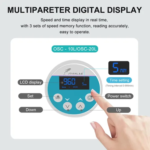 Miniatura 5 de JOANLAB Mezclador agitador de arriba digital 10L Mezclador de líquido industrial de laboratorio eléctrico Agitación 10,000mPa.s, 100-2000RPM